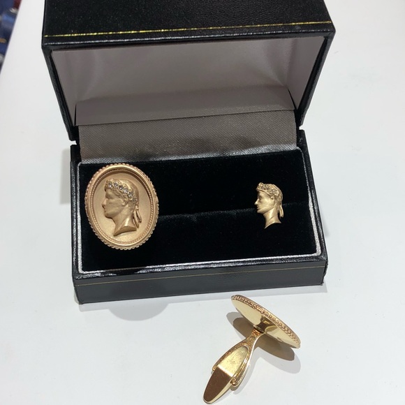 14K Solid Heavy Antique Cufflinks and Tie Tack!!! - Picture 5 of 8